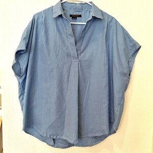 French Connection Blue and White Gingham Blouse